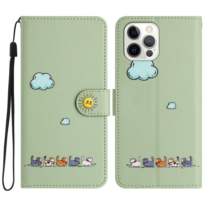 Cartoon Painted Flip Phone Case with Card Slot